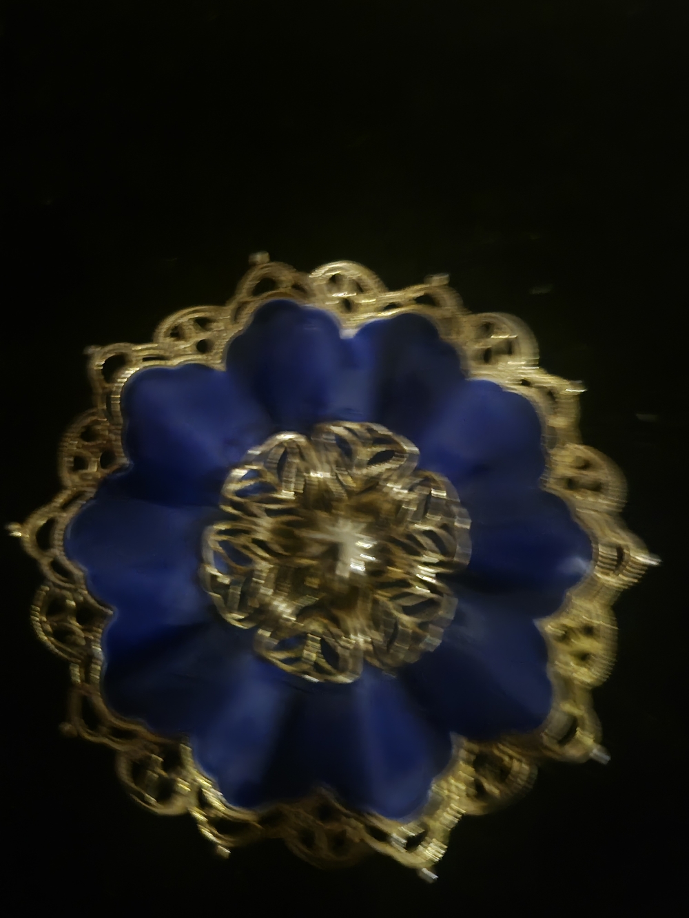 Blue and Gold Floral Brooch - Elegant Women’s Accessory